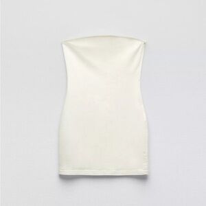 WHITE DENIM TUBE DRESS WITH SIDE ZIPPER SIZE SMALL. LIKE NEW - NO STAINS